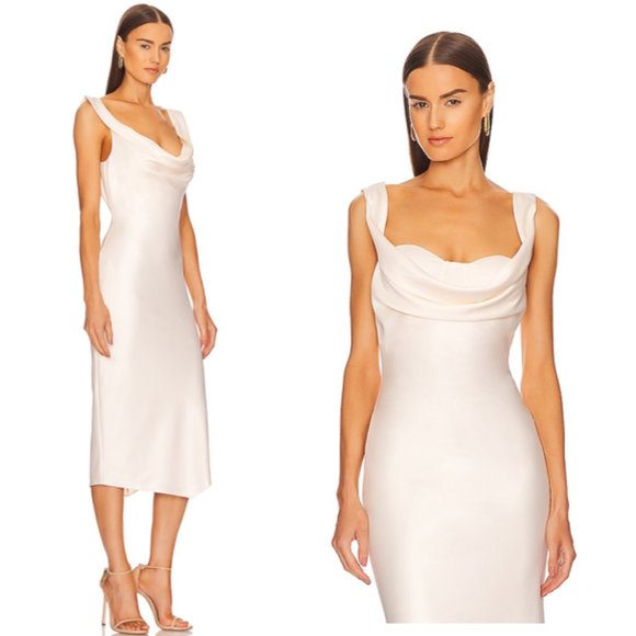 midi pink party dress Pink Classy midi dress with open neckline S / 4 / Pink